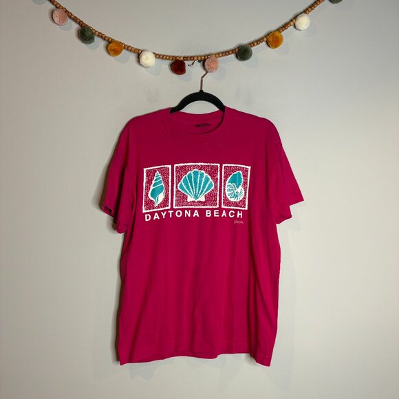 Vtg 1992 single stitch Daytona Beach pink tee - Picture 1 of 5